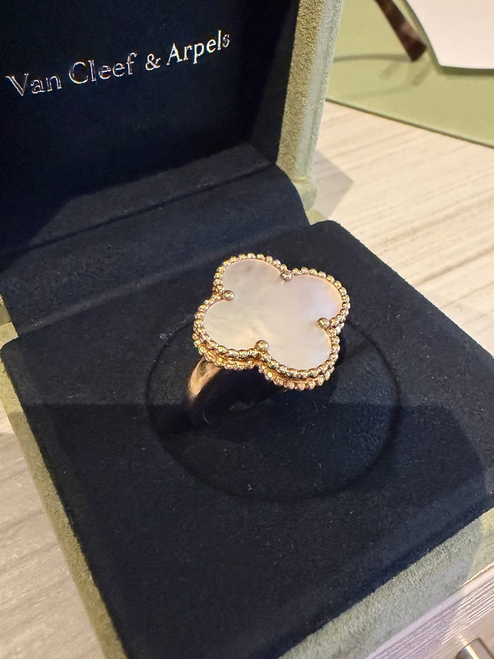 Van Cleef & Arpels Magic Alhambra Ring 18K Yellow Gold Mother-of-Pearl Size 55